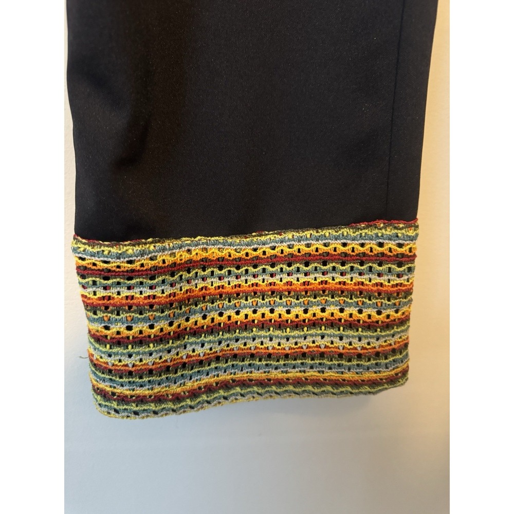 Vintage Y2K Cropped Polyester Pant Black Crocheted‎ Hem Boho Hippie Festival XXL - Picture 3 of 4